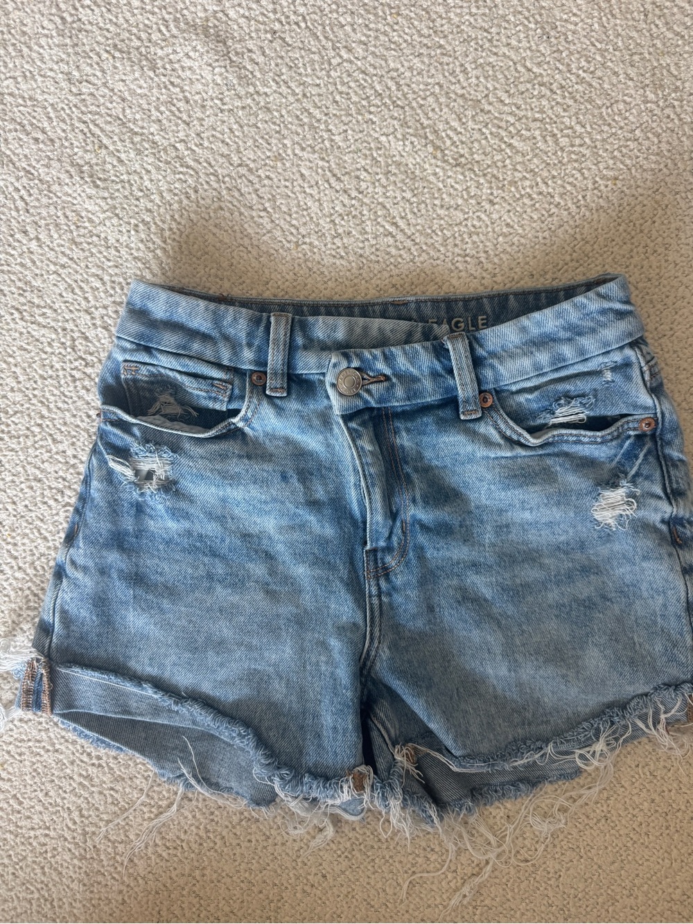 American Eagle Outfitters Light Blue Distressed Denim Shorts